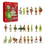Advent Calendar 2024 Cross-border New Grinch Christmas Blind Box Green Haired Monster 24-day Halloween Countdown Calendar Blind Box