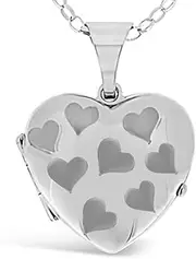 [Alexander Castle] Sterling Silver Heart Locket with 2 Photo Windows, 18" Chain & Jewellery Gift Box