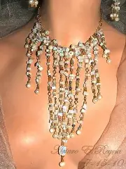 Artisan Handcrafted One Of A Kind MOONSTONE & NATURAL PEARLS BIB/NECKLACE SET