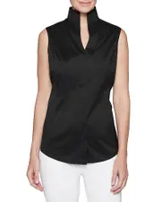 Misook Mandarin Collar Shell Top