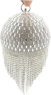 [UMREN] Women Round Ball Crystal Evening Clutch Purse Tassel Wedding Party Hand Bags