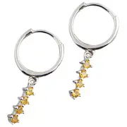 ANYCO Earrings Sterling Silver Chic Charm Yellow Colored Zircon Bar Stud For Women Girl Teen Fine Fashion Stylish Accessories Jewelry Gifts