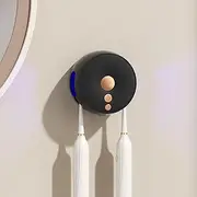 Maxspace UV Toothbrush Disinfectant, Wall Mounted Toothbrush Holder with Drying and 2 Slots, Portable Toothbrush Steriliser with UV Light for Travel and Home (Black)
