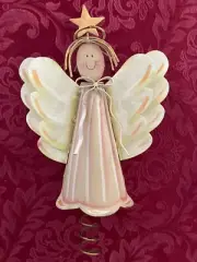 Metal Gold Glitter Angel Christmas Tree Topper NEW