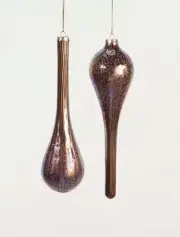 Melrose Set/2 7" Frosted Coffee Rainbow Finial Pendant Glass Ornament 36477