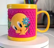 Tweety Bird Looney Tunes Plastic Drinking Mug Cup 300ml 3D Rubber Embossed New