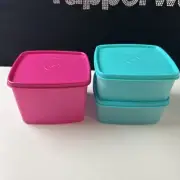 Tupperware Square Round Container 4 Cup & 2.25 Cup Set Of 3 Square Rounds