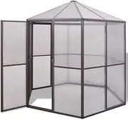 Polycarbonate Panels Greenhouse, Heavy Duty Green Houses Outdoor Aluminum Greenhouses with Doors, Walk-in Sun House for Garden Backyard, 240x211x232 cm