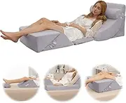 Giantex Orthopedic Bed Wedge Pillow Set, Adjustable Wedge Pillows for Neck, Back, Leg Support, Post Surgery Foam Pillows w/Machine Washable Cover for Pain Relief, Anti Snoring, Acid Reflux