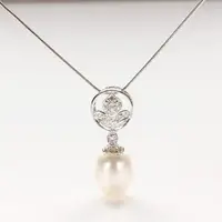 在飛比找momo購物網優惠-【寶石方塊】月白風清天然珍珠項鍊-925銀飾