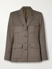 [Nili Lotan] Nili Lotan - Nelson Wool-twill Jacket - Mushroom - US12 US 12 Neutrals