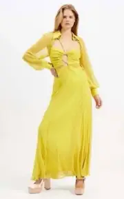 ALICE MCCALL Sunset Kiss Maxi Dress sz 14 Yellow Lurex BNWT