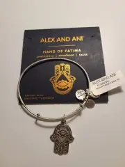 NWT Alex and Ani Hand of Fatima Silver Toned Bangle Bracelet