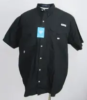 Columbia Bonehead Fishing Shirt Men's Size 2XL Black Embroidered Lucky Carp PFG