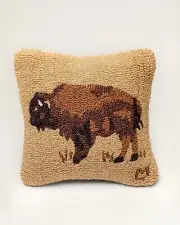 PENDLETON Golden Buffalo HAND-HOOKED 14 x 14" Pillow ~ Handsome!