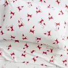 West Elm Smiley Santa Flannel Orgainic Sheet Set Queen Scandinavian Christmas
