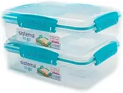 [Sistema] Attack Duo to Go Lunch Box 975 ml Mint Colour Pack of 2