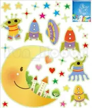 Glow Stickers Carton Moon Glow In The Dark Stickers Cute Alien