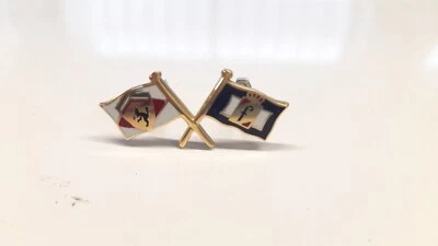FERRARI PININFARINA Ashtray crossed flag enamel emblem size 35 x 18 mm.