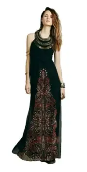 Free People Anthropologie Maxi Dress Demeter Metal Beaded Boho $400.00 Size 0 XS