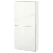 BESTÅ wall cabinet with 2 doors, white/Selsviken high-gloss/white, 60x22x128 cm