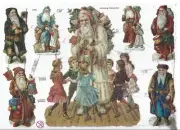 German Embossed SILVER GLITTER Scrap Die Cut - Christmas Santa Children EF7255G