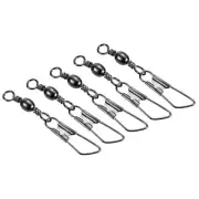 Fishing Barrel Swivel with Safety Snap, 50Pcs 26lb Carbon Steel, Black