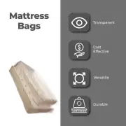 40x15x95" Mattress Bags, Pillow Top Twin 3 Mil, 55/Roll Clear Non Slip Bags
