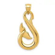 14k Yellow Gold Whale Tail Pendant