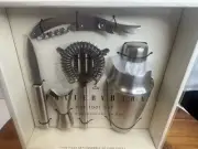 Pottery Barn Stainless Steel Drink Shaker Cocktail Mixer Barware 5 piece set