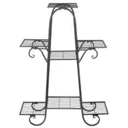 Fin Plant Stand Indoor Outdoor Corner Metal Pots Shelf For Patio Garden Lawn Balcony