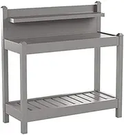 Dura-Trel Greenfield Heavy-Duty PVC Vinyl Outdoor Gardening Plant Storage Potting Bench with 3 Shelves and UV Protection, Mocha