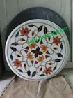 12" Antique Design Inlay Work side Coffee Table Top White Marble Center Table