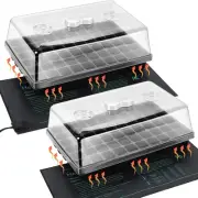 Innovative 2 Set Seed Starter Kit: 60 Cells, Heat Mats & Premium Humidity Domes