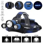 BORUiT LED Headlamp Head Torch Lamp Light Headlight Flashlight USB Rechargeable