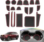 SKTU Upgrade Door Slot Mat for 2022-2025 Jeep Grand Cherokee L Summit 4x4 Door Groove Gate Pad 18Pcs Fit 2024 2025 Grand Cherokee Accessories Door Compartment Cup Center Console Liners (2-Row Red)