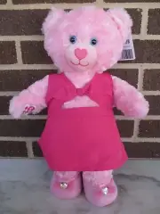 Build A Bear Pink Cuddles Bear 16" Plush-Pink Cutout Dress-Pink Sparkle Heels