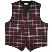 New Polyester Men Tuxedo Vest Waistcoat only plaid & checker burgundy wedding
