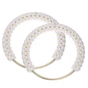 2Pcs Purse Handle, Imitation Pearl Beaded Handbag Straps for DIY Bag, White