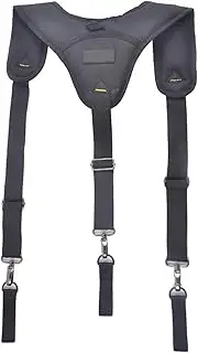 [Perfeclan] Tool Belt Suspenders, Work Suspender Belt Harness Black Heavy Duty Padded Suspenders for Men, Work Suspension Rig, Electrician, Framers, Carpenter