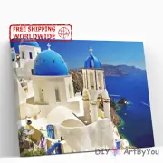 Paint By Numbers Kit Santorini Ocean DIY Wall Home Acrylic Painting Adult Canvas