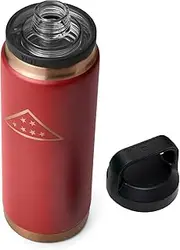 [YETI] Rambler 26 oz Bottle, Vacuum Insulated, Stainless Steel with Chug Cap, Folds of Honor - Brick Red