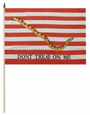 First Navy Jack Don't Tread On Me 100D 12x18 12"x18" Stick Flag 30" Wood Staff