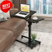 Adjustable Laptop Desk Portable Bedside Table Rolling Overbed Stand Mouse Pad
