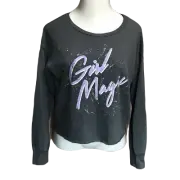 Grayson Threads NWT Crop Shirt ~ Sz M ~ Gray ~ Long Sleeve ~ "Girl Magic"
