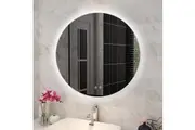 750mm Round 3 Color Lighting Backlit Acrylic LED Mirror Touch Sensor Switch Defogger Pad Wall Mounted