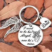 [Fleure Esme] Loss of Dad Memorial Gifts Keychain Remembrance Gifts Honor Gifts in Memory of Father Family Dad Grandpa Loss Pass Away Memorial Sympathy Funeral Gifts Jewelry I Used to be His Angel Now He’s Mine