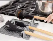 Gorilla Grip Silicone Utensil Rest 6 Slot Holder Gray. Getting (2) FREE/SH