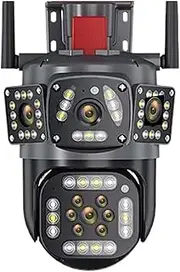 6K 12MP WiFi IP Camera Three Screen Ai Tracking Security-Protection CCTV Waterproof Street Cam 360° View Video Surveillance(U/S,6K 12MP Add 32G SD)