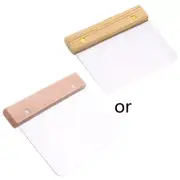 Stainless Steel Pizza Scraper Wooden Handle Bread Pastry Spatulas Cutter
